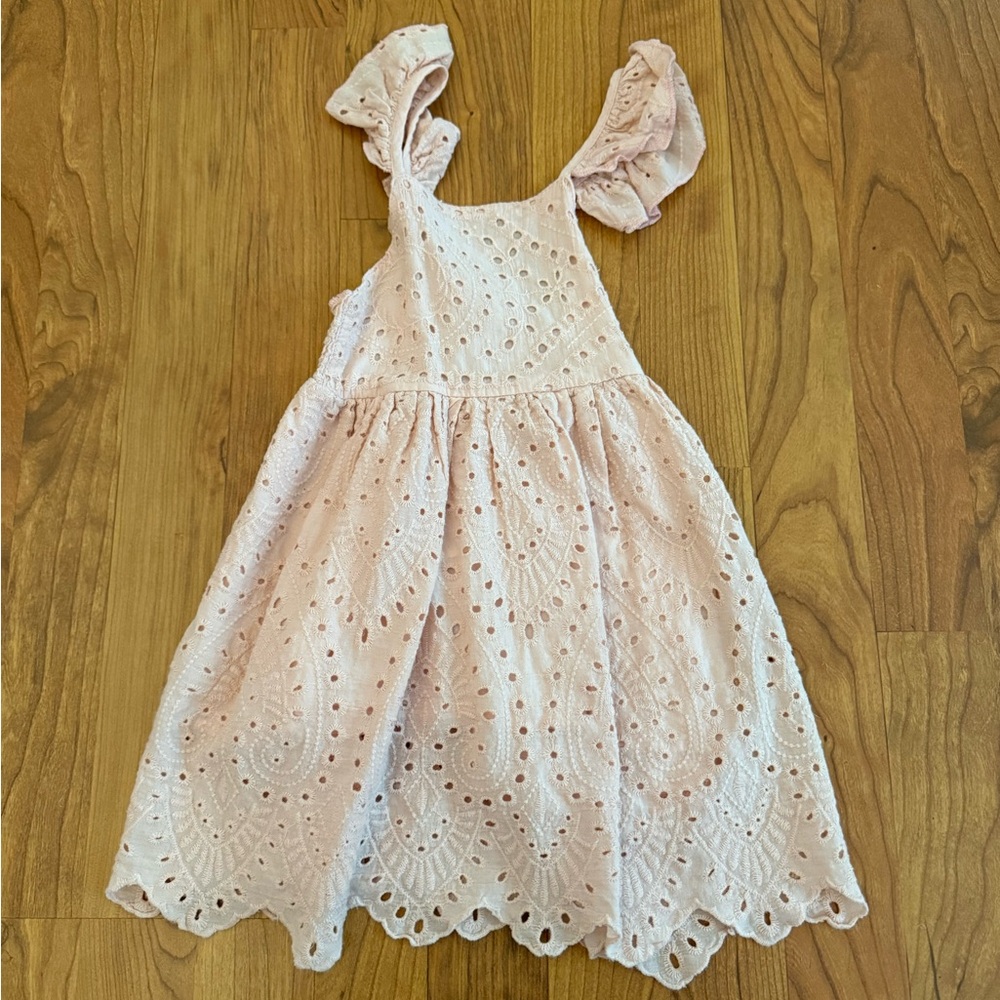 Cotton Candy Pink Eyelet Sundress with Ruffle Straps